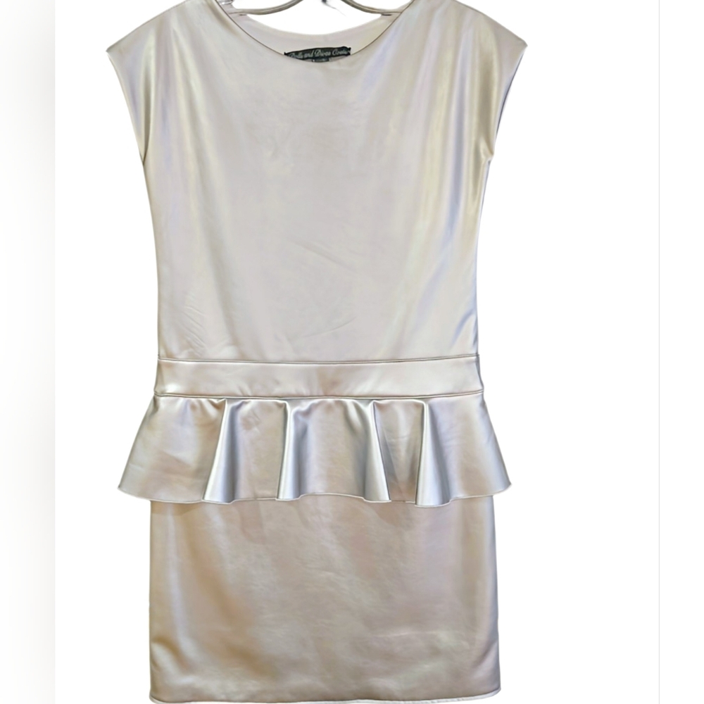 Elegant Silver Peplum Dress
